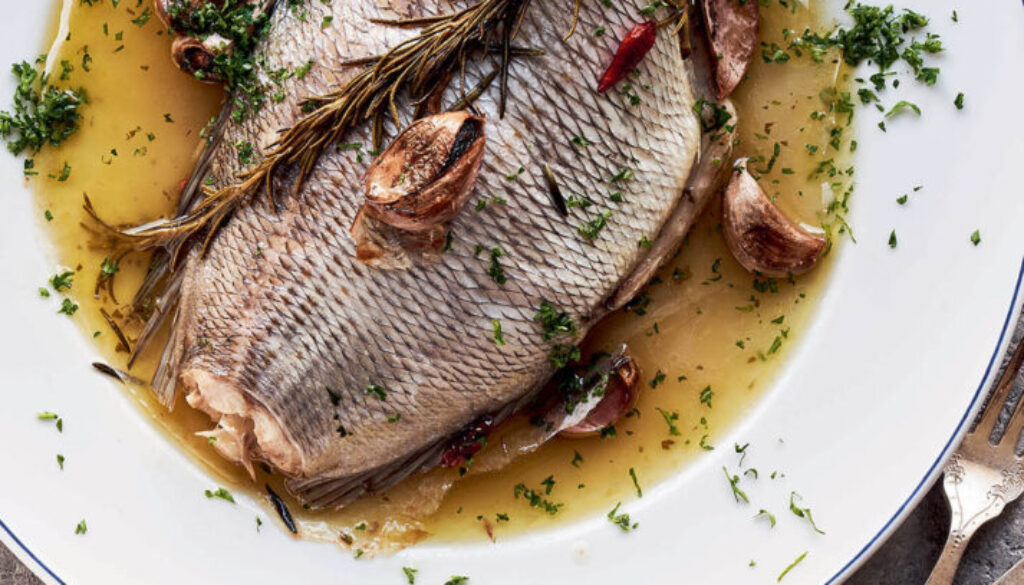 Sea bream baked in paper
